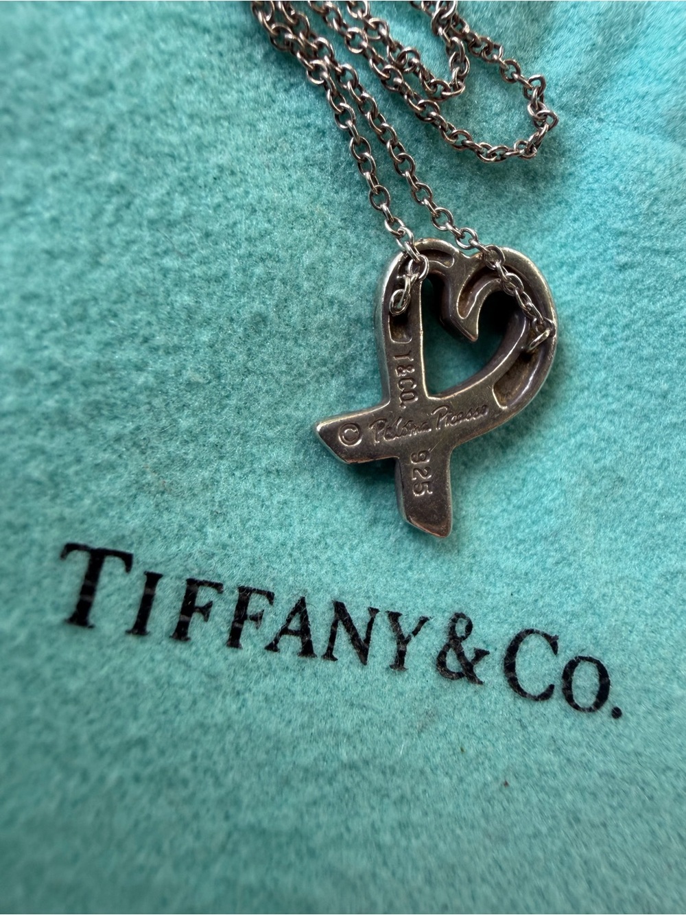 Tiffany & Co. Silver Heart Ribbon Pendant Necklace - Silver - Picture 3 of 4
